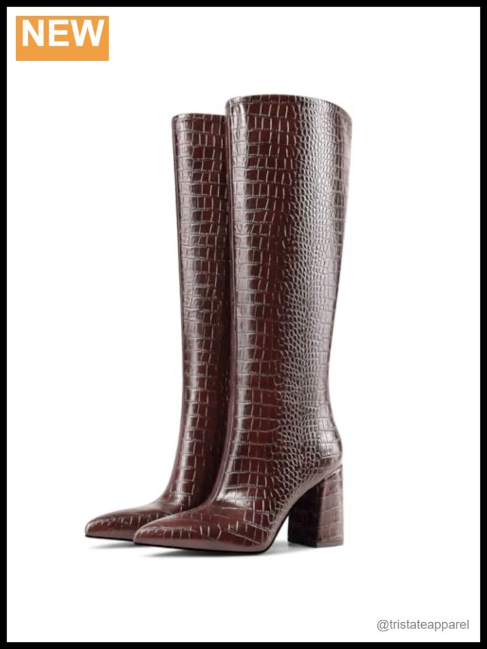 LOCERICH Women's Knee High Boots with Chunky Block Heel Pointed Toe Dress Tall